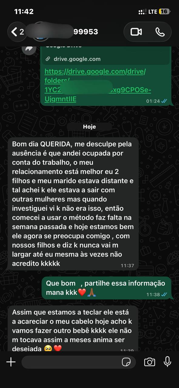 Print de conversa real sobre o Método Faz Falta